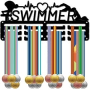 Swimmer Medal Hangers Swimming Medal Holder Display Rack Sports Metal Hanging Awards Iron Small Mount Decor for Wall Home Race Running Swimming Soccer Football Medalist Black 11.4x5.1 Inch